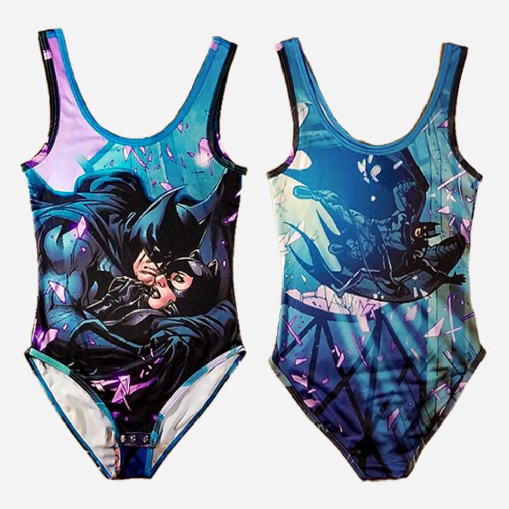 DC Comics Batman & Catwoman Bodysuit - Comic Book Print - Size Small
